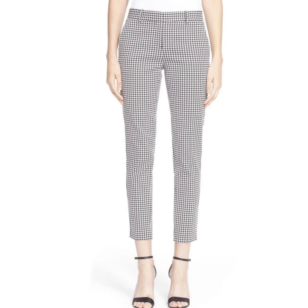 Theory Pants Treeca Winhall Women Size 2‎ Houndstooth Black White Ankle